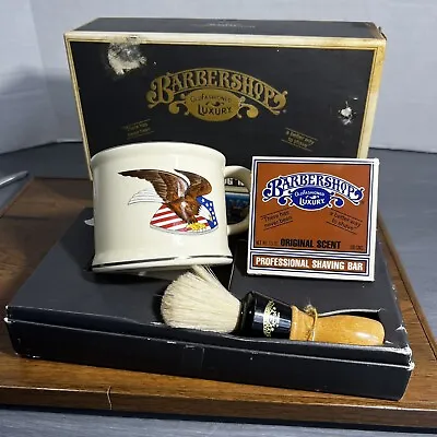 Franklin Toiletry American Eagle Barbershop Shaving Set Barber Mug Kit Vintage • $36.99