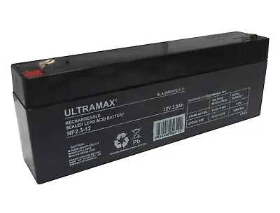 12 Volt 2.3ah Burglar Alarm Battery - Ultramax Np2.3-12 Np2.1-12 12v 2.1ah • £14.99