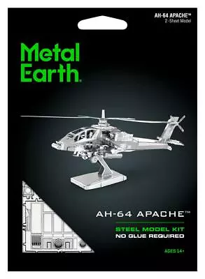 Fascinations Metal Earth 3D Laser Cut Steel Model Kit AH-64 Apache Plane MMS083 • $10.95