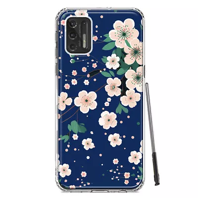 For Motorola Moto G Stylus 2021 Shockproof Case Pink Cherry Blossom Navy Blue • $12.74