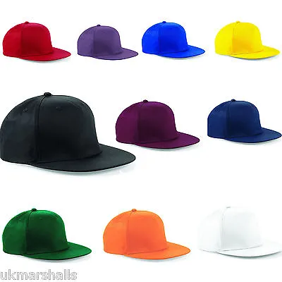 Beechfield 5 Panel Rapper Cap Hat Flat Peak Baseball -10 Great Colours Fast Post • £5.39