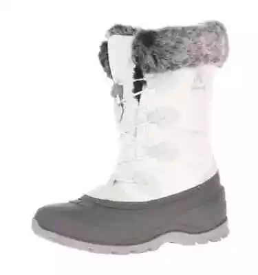 KAMIK MOMENTUM-3 Snow Seam-Sealed Waterproof Plush Faux-Fur Collar Boots WHITE • $95.22