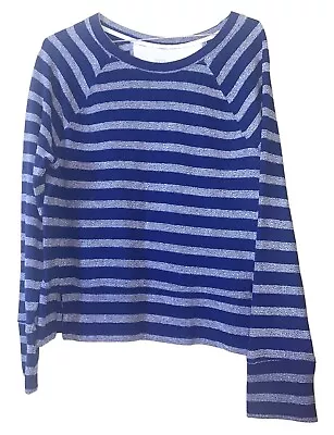 Merona Long Sleeve Thin Sweater Blue Striped Sweater Shirt Womens Size Large • $9.98
