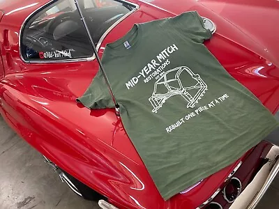 $25 • Buy Mid-Year Mitch Green Corvette Birdcage T-Shirt Large