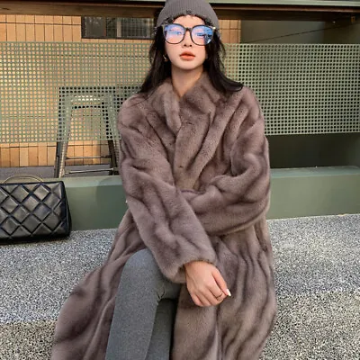 Mink Fur Coat Long Young Women Winter Stand Collar Jackets Outwear Fashion Parka • $263.99