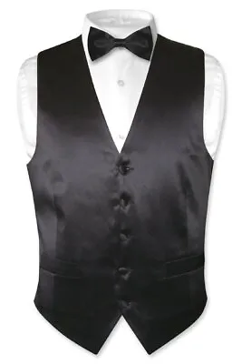 Biagio Men's SILK Dress Vest Bow Tie Solid Color BowTie Hanky Set For Suit Tux • $29.95