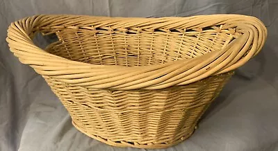 Vintage Large Woven Wicker Cane Oval Laundry Basket W/Handles • $72.98