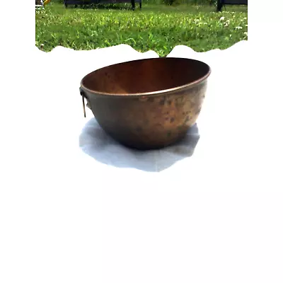 Vintage Copper Pot Bowl Handle Farmhouse Country Rustic 4” 4 In Planter Witch • $22