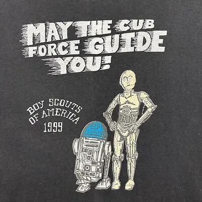 VTG Cub Scouts BSA Shirt YOUTH Large Black May The Cub Force Guide You Star Wars • $17.87