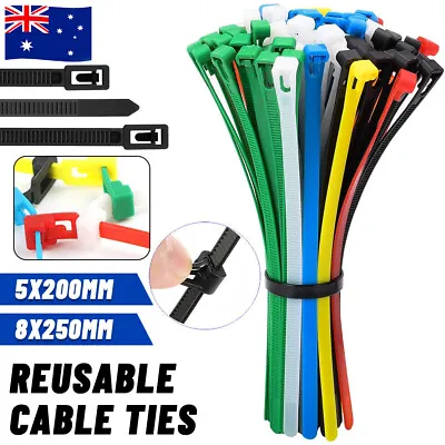 Cable Zip Ties Nylon Plastic Heavy Duty Releasable Reusable Wrap Wire Removable • $7.66