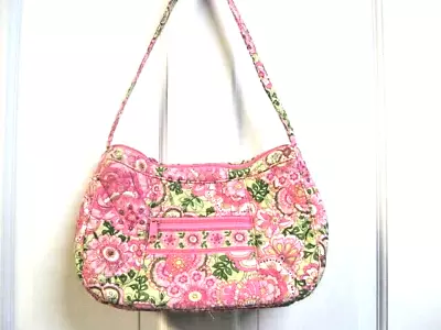 Vera Bradley Petal Paisley Pink Green White Shoulder Purse 7.5 X 11 X 4 EUC • $15.95