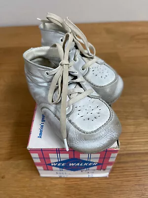 Vintage 1950's  Wee Walker Leather Baby / Toddler Lace-up Shoes Original Box 5  • $4.99