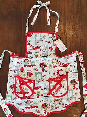 Jessie Steele Bib Apron RETRO 50s KITCHEN Vintage-Reproduction RED CREAM W Tag • $24