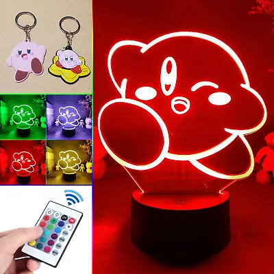 Acrylic Kirby LED Lamp W/ Remote Control Multi Color Night Light + 2 Keychains • $18