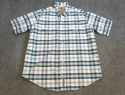 Larry Mahan Shirt Mens XL White Blue Check Western Button Up Casual • $18.88