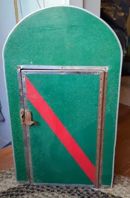 Horse Bandage Stable Metal Arched Cabinet Speckled Green & Yellow Retro Box • $288.80