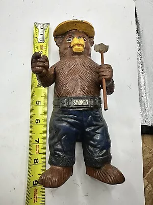 Smokey The Bear Cast Iron Bank Antique Patina Vintage Finish Man Cave Bday Gift • $70