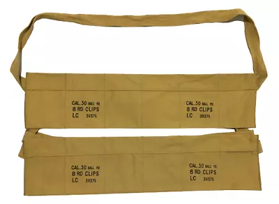 (Pack Of 2) WWII Army Cotton Cloth Bandolier For M1 Garand Cotton Cloth Cover • $20.89