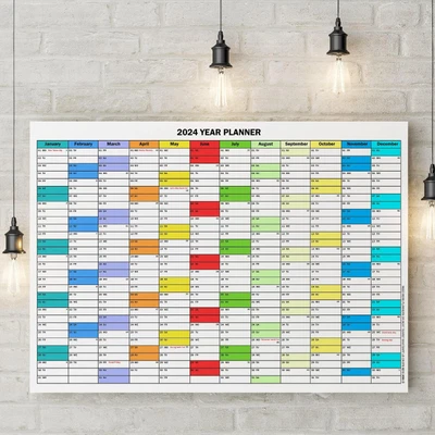 £3.99 • Buy 2024 Full Year Wall Planner Calendar Home Work Office JAN-DEC - A5 A4 A3 A2 A1