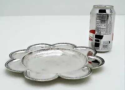 Hand Wrought Solid Silver Serving Tray With Petal Flower Rim Marked LFY 800 • $249.99