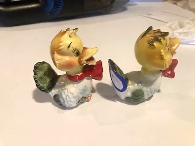 Vintage Salt & Pepper Shakers-ducks-japan Made-pandora-handpainted-some Peeling • $12