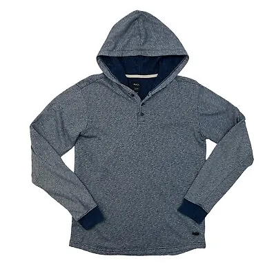 RVCA Lavish Henley Hoodie Mens M Slim Fit Blue Marled Lightweight French Terry • $21.20