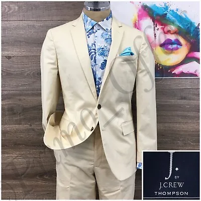 J Crew Mens Suit 2 Piece Set Size 40S Jacket Blazer Pants Cotton Two Button • $189