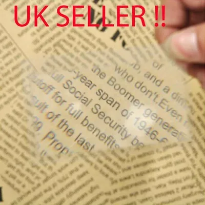 Magnifier Magnifying Reading Glass Plastic Flexible Lens Credit Card Size • £1.89