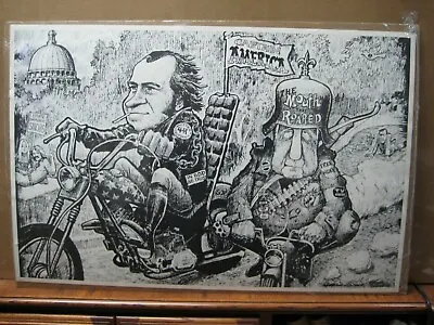 Vintage Black White Poster Nixon Watergate Easy Rider Parody 1970's  Inv#G7156 • $74.98