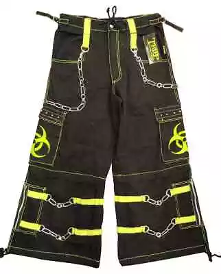 Tripp NYC - Biohazard Bondage Pants W Zip Off Legs To Shorts Black & Neon NEW • $117.98