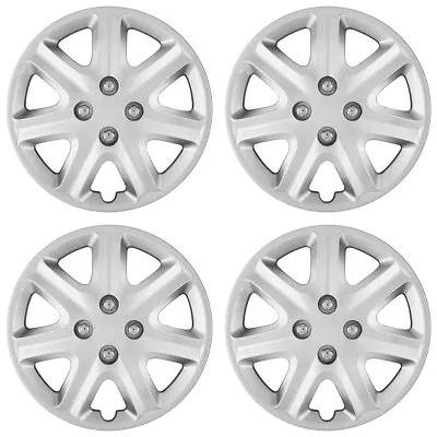 15  Set Of 4 Silver Wheel Covers Snap On Full Hub Caps Fit R15 Tire & Steel Rim • $40.95