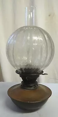 Vintage Hinks Paraffin Oil Lamp With Glass Floral Globe And Clear Chimney • £49.99