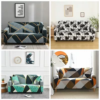 Geometry Slipcover Sofa Cover 1 2 3 4 Seater High Stretch Lounge Couch Protector • $22.95