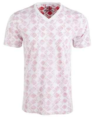 $8.97 • Buy American Rag Mens V-Neck Geometric Short Sleeve T-Shirt White Red Blue
