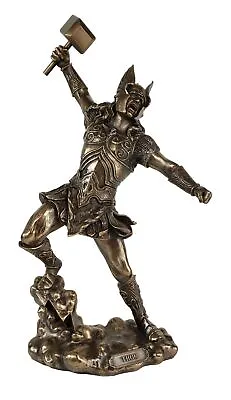 12  Thor W Hammer Viking Norse Mythology God Of Thunder Statue Bronze Color • £66.50