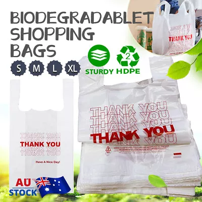 Reusable Plastic Singlet Shopping Bags Heavy Duty Grocery Carry Checkout Bags AU • $178.90