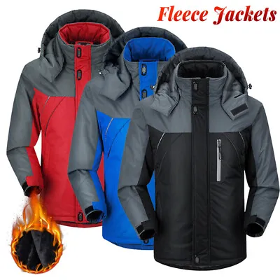 Winter Mens Fleece Lined Jacket Waterproof Warm Mountain Jackets Windproof Coats • £19.59