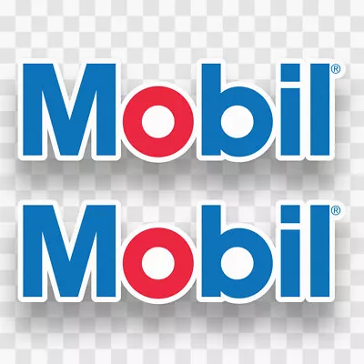 2x MOBIL Stickers Vinyl Decals Oil Gas Fuel Car Truck Window Racing Performance • $6.99