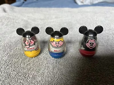 Vintage WALT DISNEY Billy Karen Mickey Mouse  Weeble Wobble Figures !!!  • $30