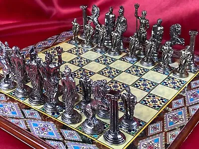 RARE Vintage Chic Chess ANCIENT GREEKS Hellas TIN Metal OLD USSR Set Nude #558 • $150