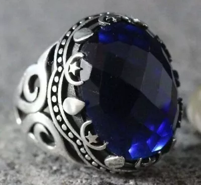 925 Sterling Silver Natural Certified 9.25Ct Blue Sapphire Valentines Mens Ring • $38.27