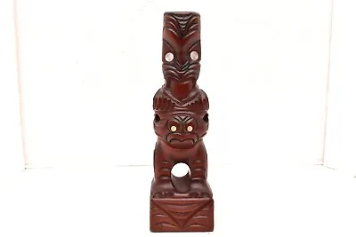 NEW ZEALAND MAORI WARRIOR Figure Statue KORURU TATTOOED Wood SCULPTURE Totem  • $98