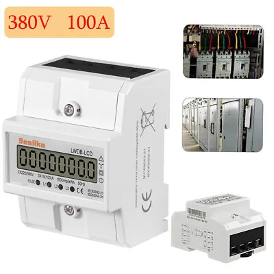£29.79 • Buy 3 Phase 4 Wire LCD Digital Electric Energy Meter For DIN Rail 3x230/400V 10-100A