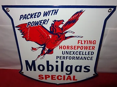 MOBIL GAS PEGASUS FLYING HORSE SIGN HEAVY METAL PORCELAIN MOBILGAS 12x12 In# 820 • $99.99