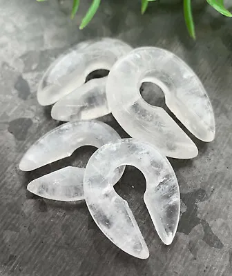 PAIR Clear Quartz Stone Keyhole Hanger Ear Weight Plug Gauge Tunnel • $23.95