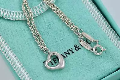 Tiffany & Co. Elsa Peretti Silver Small Open Heart Chain Bracelet • $230