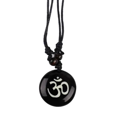 £3.23 • Buy Tibet Yak Bone AUM OM OHM Hindu Buddhist Yoga Symbol Amulet Pendant Necklace Pp