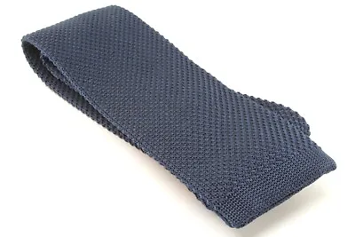 New Navy Blue Knit Knitted Tie Necktie Slim Skinny Narrow Square Woven 2.5in • $8.99