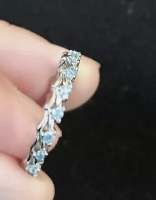 £9.99 • Buy Vintage Style Aquamarine Ring 18K White Gold Plated