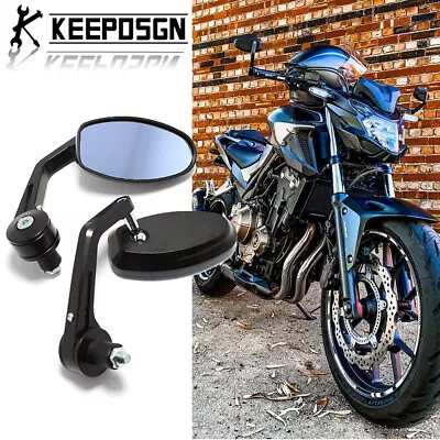 Motorcycle 7/8'' Bar End Rearview Mirrors For Honda CB500F CBR600 RR CBR1000RR • $25.68